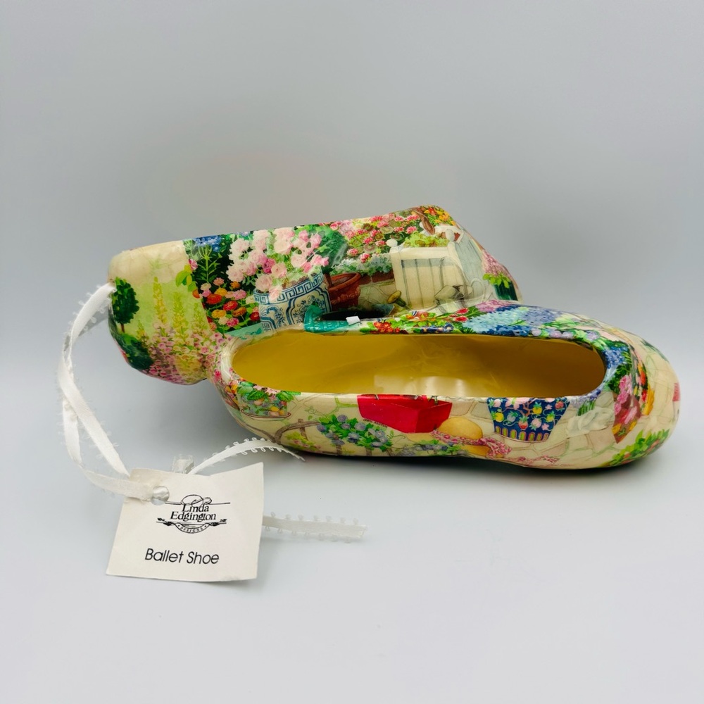 Rare Vtg Ballet Shoes Handmade Decoupage Ceramic by Linda Edgington from Canada